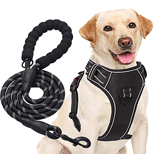haapaw Arnês para cão sem puxar, ajustável, refletor Oxford, fácil de controlar, médio e grande, com uma trela para cão resistente