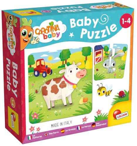 Lisciani - CAROTINA BABY - Puzzle A quinta - jogo educativo para crianças com animais da quinta - aprendizagem divertida - para crianças de 1 a 4 anos