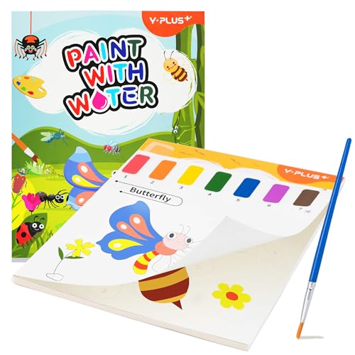 YPLUS Livro para pintar com água, papel de aguarela, para crianças de 1 a 3, 2 a 4 anos, livro mágico, presente de artesanato para desenhar, tema de insetos