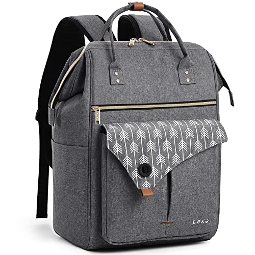 Lekesky - Mochila para computador portátil de 15,6", bolsa de escola, para viagens, negócios, universidade, para mulheres e homens, cor cinza escuro, cinzento, Casual
