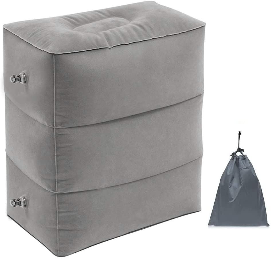 Almofada de descanso para as pernas, Yuandream almofada insuflável para viagens, para crianças e adultos, almofada de viagem insuflável para carro, comboio, autocarro, escritório, voos longos