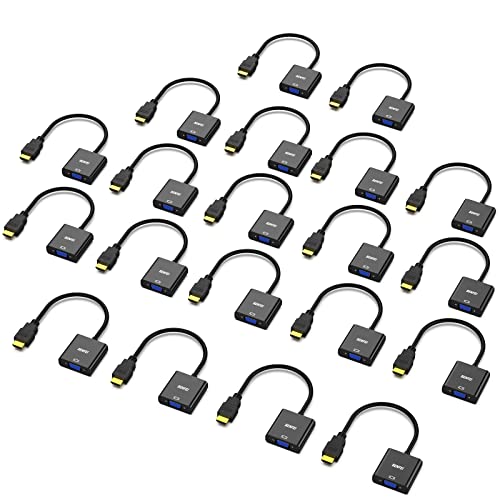 BENFEI Adaptadores HDMI para VGA (macho a fêmea), conjunto de 20 adaptadores HDMI para VGA, para computador, secretária, portátil, PC, monitor, projetor, HDTV, Chromebook, Raspberry Pi, Roku, Xbox e