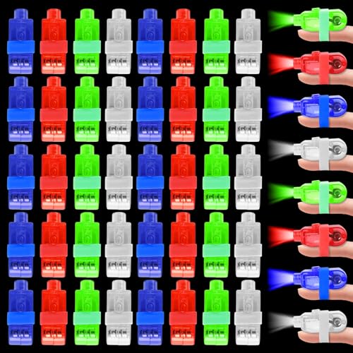 Indrnif Conjunto de 40 luzes LED para dedos, luz LED multicolorida, anel de dedo, lanternas LED para colocar nos dedos, lanterna para crianças, para festas, bailes, discotecas