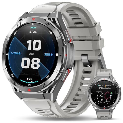 OUKITEL Relógio inteligente homem com GPS, Smartwatch homem desportivo com 150 modos desportivos, ecrã AMOLED de 1,43" 5ATM impermeável, monitor de saúde de 24/7, bateria de 10 dias