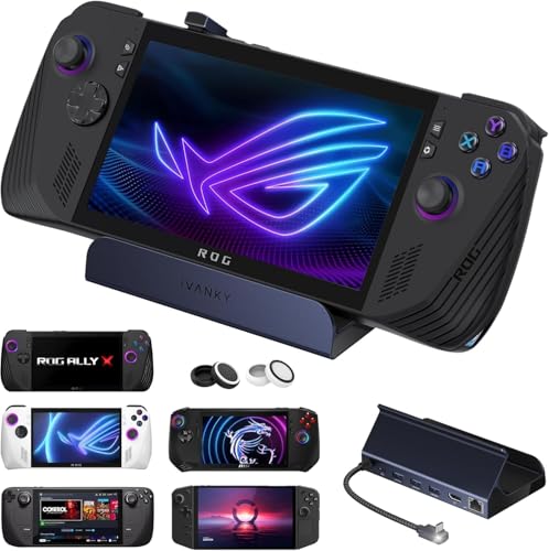iVANKY Estação de encaixe 8 em 1 para Valve Steam Deck OLED/ASUS ROG Ally X/Legion Go, ROG Alloy/Stream Deck Dock com HDMI 2.1 4K@144Hz, Ethernet Gigabit, 3 * USB-A 3.0, carregamento de 100 W
