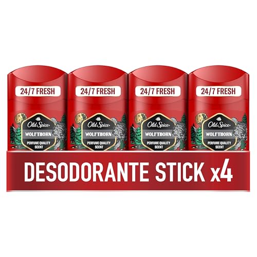 Old Spice Wolfthorn Desodorante em barra para homem, 50 ml, embalagem de 4