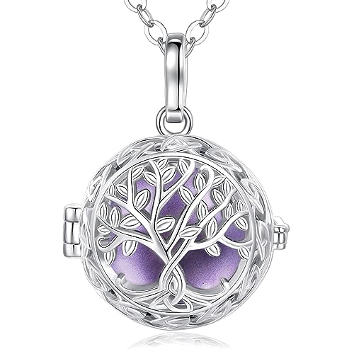 EUDORA Harmony Ball Chamador de anjos grávida, árvore da vida pendente jóias para mulher gravidez, colares primeira gravidez mãe presentes originais para mãe avó, 76 cm 114 cm