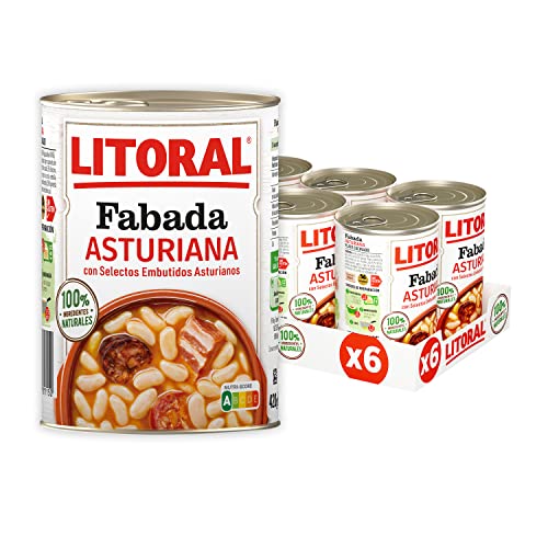 LITORAL Fabada Asturiana Prato preparado de Fabada Asturiana sem glúten, conjunto de 6 x 420 g