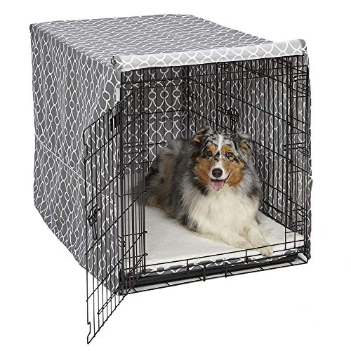 MidWest Homes for Pets Modelo CVR42T-GY Capa para gaiola de cão com protetor têxtil de teflon capa de privacidade para gaiolas de cão MidWest e New World de 106,68 cm de comprimento