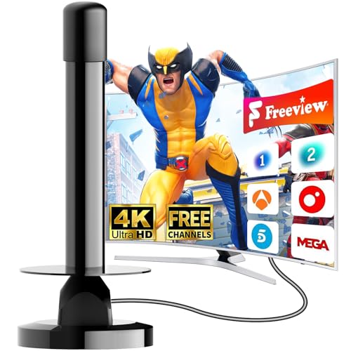 Antena de TV interior 2025 para Smart TV, receção de 360° com base magnética forte, digital para interiores canais de HDTV 1080P 4K gratuitos, para todos os televisores