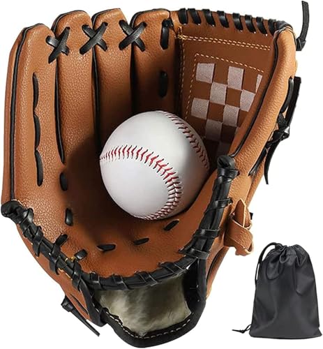 LeapBeast Mão direita luva de basebol, macio PU jarro softball luvas com 1 bola macia para criança/adolescente/adulto profissional de basebol