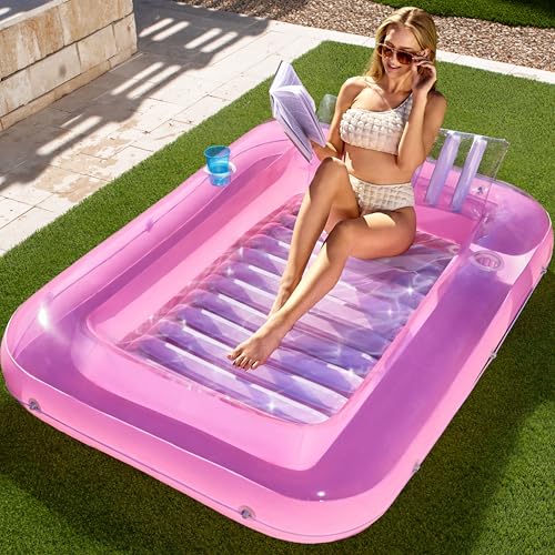 Sloosh Flutuador insuflável de bronzeamento para piscina, banheira bronzeada, para adultos, balsa para piscina, banhos de sol, bronzeamento, espreguiçadeira de piscina, flutuador de cama de bronzeado