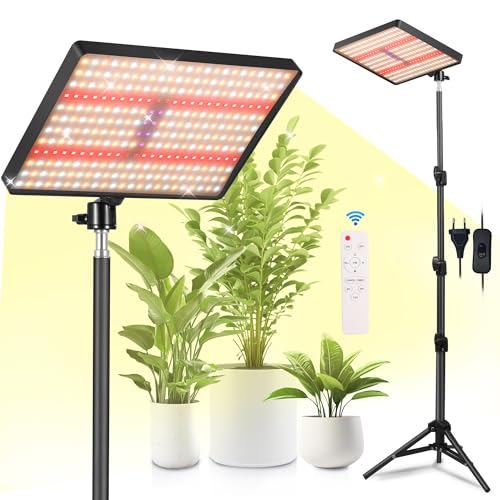 MICCYE Candeeiro de plantas 286 LED luz de crescimento UV - IR espectro completo com 4/8/12H temporizador 10 níveis reguláveis candeeiro de cultivo com tripé luz para plantas