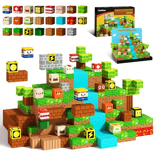GobiDex Blocos de construção para crianças, construção de blocos magnéticos mundo, leitor aventura para meninos e meninas, brinquedos magnéticos para crianças presentes, conjunto para 3-6, 4-8, 5-10,