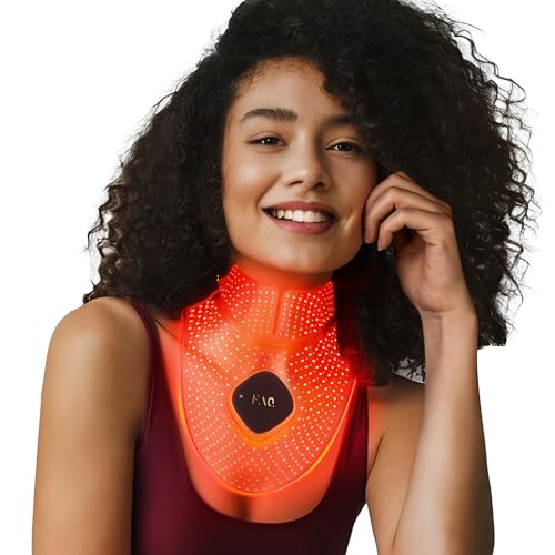 FAQ 211 Máscara anti-idade de silicone para pescoço e decote com 7 luzes LED NIR - Skincare para linhas de expressão e rugas, dispositivo sem fios e leve - ajuste flexível e cobertura total