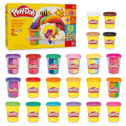 Play-Doh, Super pacote de cores com 22 frascos de plástico, artesanato infantil, jogos criativos, meninos e meninas de 2 anos ou mais