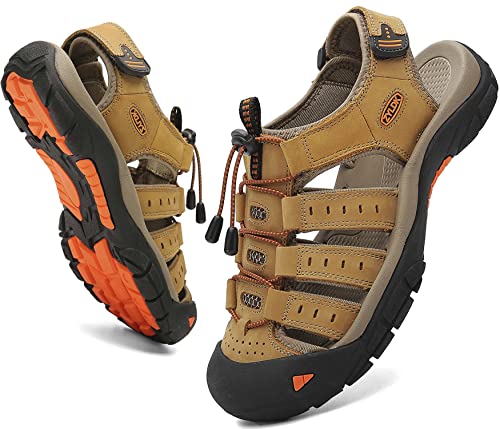 ZYLDK Sandálias de caminhada para homens verão exterior desportivos sapatos Trekking casual sapatos de montanha couro sandálias de praia antiderrapante verão EU38-46