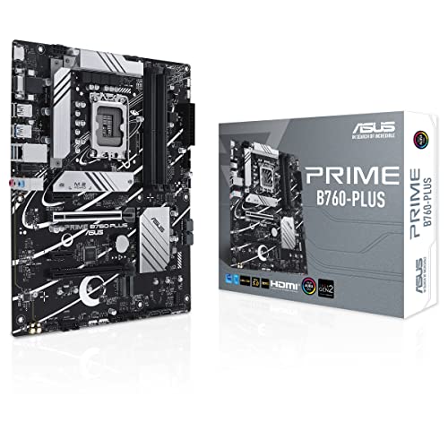 ASUS PRIME B760-PLUS Placa mãe ATX Intel B760 (LGA 1700), PCIe 5.0, 3 PCIe 4.0 M.2, DDR5, 2,5 Gb Ethernet, SATA 6 Gbps, USB 3.2 Gen 2 x 2 Tipo C, USB 3.2 Gen 1 Tipo C, Th. Sem parafuso (USB), Aura