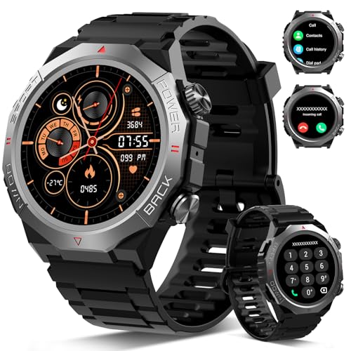 Atheewon Relógio inteligente homem mulher com chamadas, 1,39" militar Smartwatch com 110 modos desportivos, monitor de ritmo cardíaco e sono. Pulseira de atividade IP68 impermeável para Android iOS