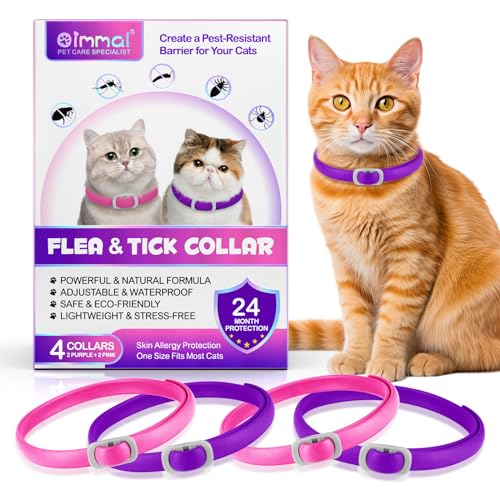 Colar para gatos e colar, anti-parasitic colar de proteção para 24 meses, 4 peças Cat Flea Treatment Colar 48 cm, impermeável e ajustável