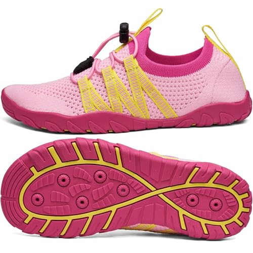 SAGUARO Sapatilhas de água respirável para menino e menina sapatos de água antiderrapantes sapatilhas de praia scarpins piscina calçado para natação surf aquático, Gr 24-36 UE