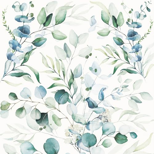 ICYEHAO Papel de parede parede folhas verdes, 44 x 600 cm papel de parede autocolante folhas Eucalipto verde plantas boho vinil autocolante para móveis, armários, sala de estar, quarto, casa de banho