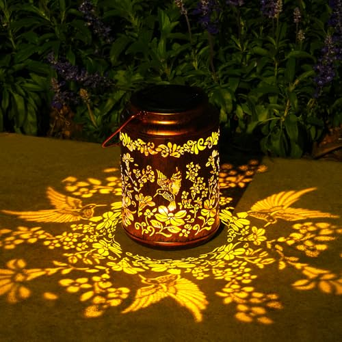 Lanternas solares OxyLED com design de beija-flores - impermeáveis IP44, luz automática crepúsculo/amanhecer, ideal para jardim, terraço e varanda (decoração exterior vintage)