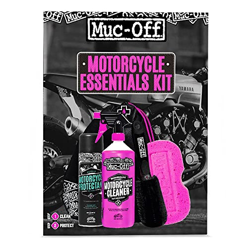 Muc-Off Kit de limpeza de motociclos, essenciais para limpeza e manutenção, inclui limpador de motociclos, protetor de mota e muito mais