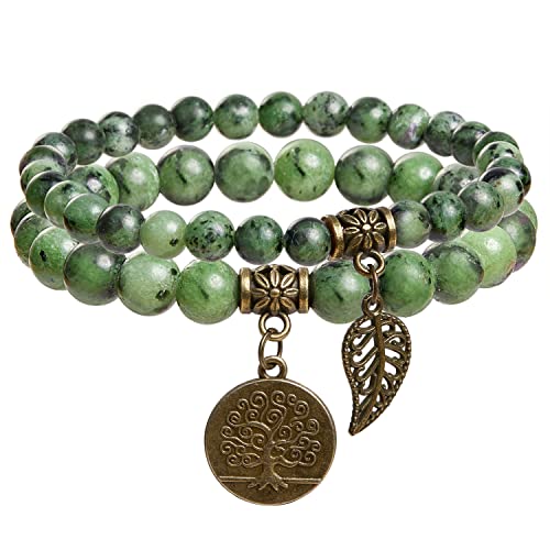 Farfume Pulseiras de chakra para mulher - pulseira de cristais de pedras curativas para mulher pedras preciosas naturais ioga Reiki bracelete - um conjunto de pulseiras duplas