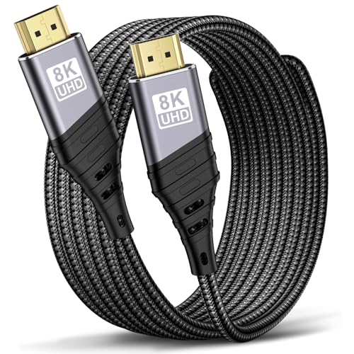 TEFLOTY Cabo HDMI 2.1, cabo HDMI 8K de alta velocidade Ultra HD 48Gbps 8K@60Hz 4K@120Hz 7680P eARC HDCP 2.2&2.3 DTS: X compatível com HDTV, PS5/4/3, Xbox Series X/S, monitor M7 Meses )