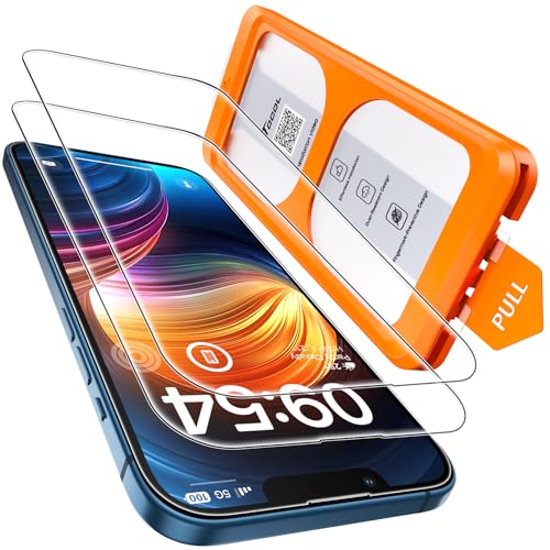 TOCOL 2 peças protetor de ecrã para iPhone 13/iPhone 16e/iPhone 13 Pro, alinhamento automático para instalação rápida, sem bolhas, vidro temperado de dureza 9 quebrável, HD transparente