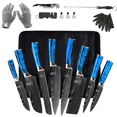 FULLHI Conjunto de ferramentas, conjunto de ferramentas japonesas de 14 peças, conjunto de ferramentas de cozinha em aço inoxidável com cabo de resina