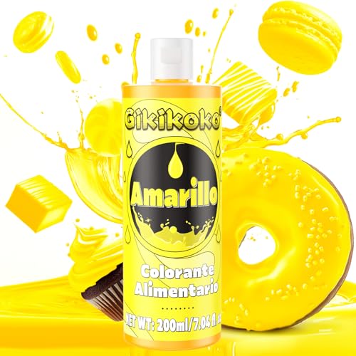 Colorante alimentar - Gikikoko 200 ml corantes alimentares alta concentrado, corante alimentar, corantes alimentares para ondants bolos bolachas da Páscoa (amarelo)