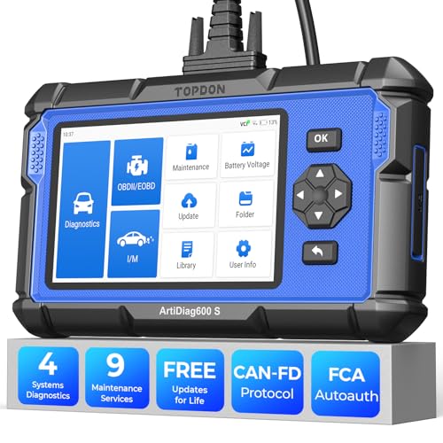 TOPDON OBD2 Scanner ArtiDiag600S, 8 Reset Service (Oil, BMS, ABS, SAS, EPB, DPF, TPMS, Throttle) e 4 System Diagnostic Tool, AT/Eng/ABS/SRS), Full OBD2 Function Code Reader. Tamanho Único fetime