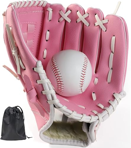 LeapBeast Luva de basebol, jarro softball luvas mão esquerda macia PU com 1 bola macia para criança/adolescente/adulto profissional de basebol