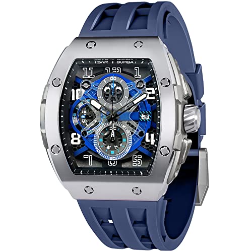 TSAR BOMBA Relógio de luxo homem - cristal de safira - movimento de quartzo japonês - cronógrafo Watch - impermeável 50 m - correia de silicone - calendário luminoso - presentes para homens TB8204