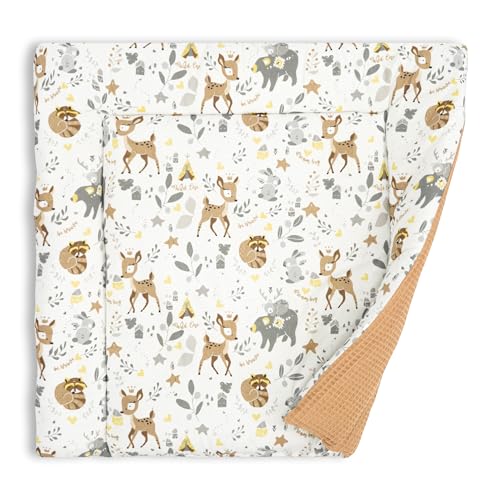 Colchão trocador de bebé confortável 75 x 72 cm - colchão de algodão impermeável e dobrável portátil para confortável fácil de limpar almofada muda trocador fraldas tapete 75 x 72 castanho veado