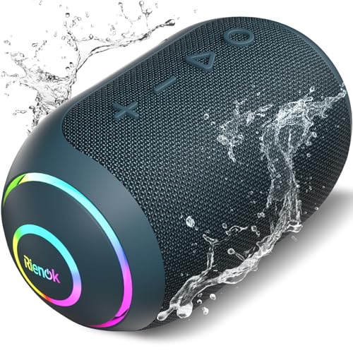 RIENOK S4 Altifalante Bluetooth portátil Bluetooth 5.3 potente impermeável IPX7 pequeno sem fios emparelhamento estéreo suporte cartão SD azul