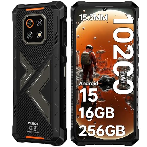 CUBOT Kingkong ES 3 Android 15 Celular inquebrável 2025, 10200 mAh/33 W telemóvel rígido, 16 GB + 256 GB telemóvel resistente, 6,74" HD 90 Hz, câmara 48 MP, dual SIM 4G/15,3 M/IP68 /IP69K/Face ID/GPS