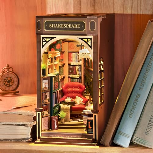 Rolife Livraria Kits Book Nook, Shakespeare Diorama Booknook, presente de secretária para professores (TGB07)