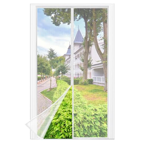 Mosquiteira de porta magnética, 80 x 200 cm, branco, mosquiteira para portas, fecho magnético de cima para baixo, automático, mantém o ar fresco