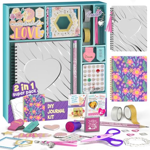 LAOESE Kit de diário de bricolage de 2 pacotes - presentes para meninas de 8 9 10 11 12 13 14 anos - ideias de presentes de aniversário para meninas - artes e artesanato para crianças pré-adolescentes