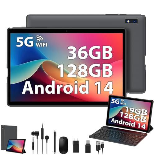 Tablet Android de 10 polegadas, 36 GB RAM+128 GB ROM/2TB TF, Octa-Core 2,0 GHz, Widevine L1, ecrã IPS 1080 x 800, 8000 mAh, 5G WiFi, BT 5.0, câmara 8 MP, Tablet conjunto com capa , teclado, rato e