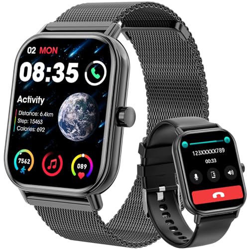 Relógio inteligente homem mulher, 1,85'' Smartwatch homem mulher com chamadas Bluetooth, 200 modos desportivos pulseira atividade com pulsómetro, sonho, impermeável IP68 Smart Watch para iOS Android