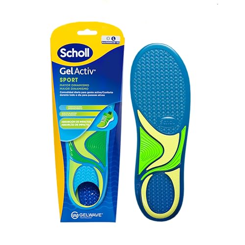 Scholl GelActiv Sport Palmilhas de gel para homem, ideais para sapatilhas desportivas e ténis, conforto superior e suporte, tecnologia GelWave para absorção de impactos e elasticidade, tamanho L 40