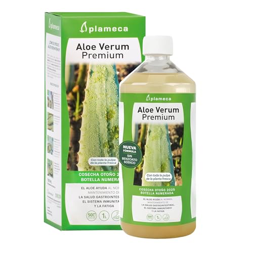 PLAMECA - Aloe Verum Premium, bebida de aloé vera, sumo, sumo, sem pasteurizar, sem adoçantes, frio, ajuda à saúde gastrointestinal, sistema imunitário e à fadiga, sabor puro - 1 L