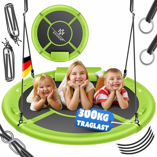 KESSER® Balanço para crianças, balanço redondo, suporta até 300 kg, ajustável, balanço de jardim, balanço infantil, para interior e exterior, para crianças e adultos, 120 cm, verde