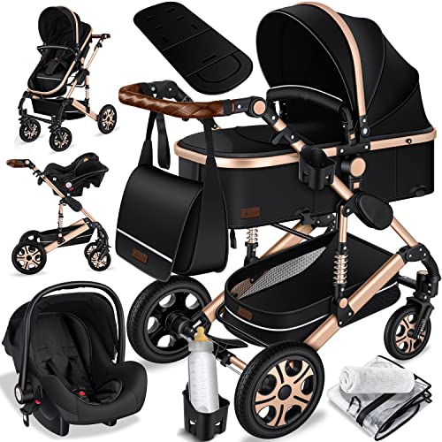 KESSER® Loops 3 em 1 Stroller combo conjunto completo de carrinhos de passeio incl. Assento desportivo para banheira e carrinho de passeio, pneus de borracha maciça, bolsa trocador