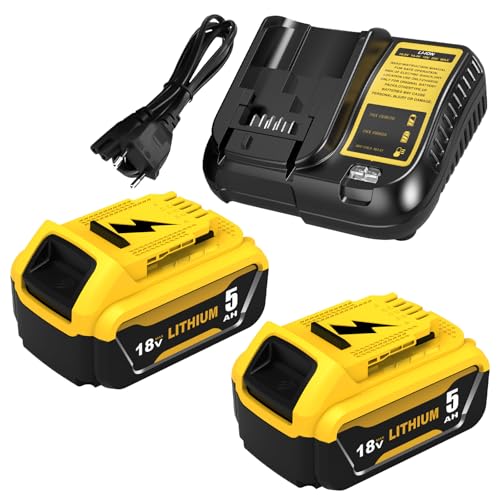 2 peças substituição para DeWalt bateria 18 V 5,0 Ah DCB182 DCB180 DCB184 DCB200 DCB182 DCB181 DCB201+para Dewalt carregador 18 V 3A ferramenta bateria Goodexo