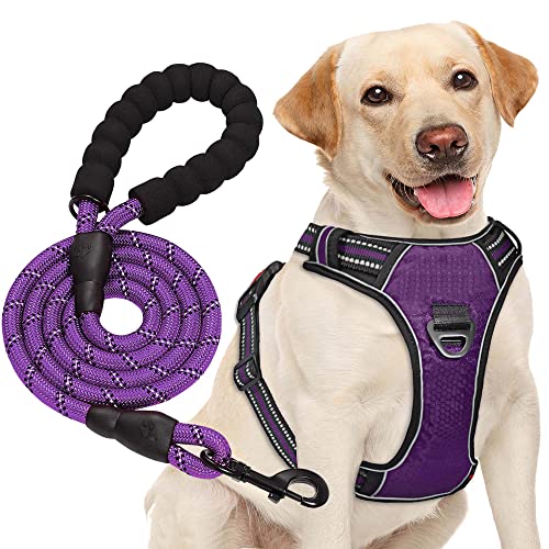 haapaw Arnês para cão sem puxar, ajustável, refletor Oxford, fácil de controlar, médio e grande, com uma trela para cão resistente